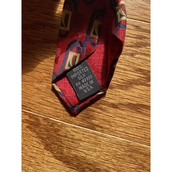 All Silk Red Blue Gold Tie - Picture 2 of 3